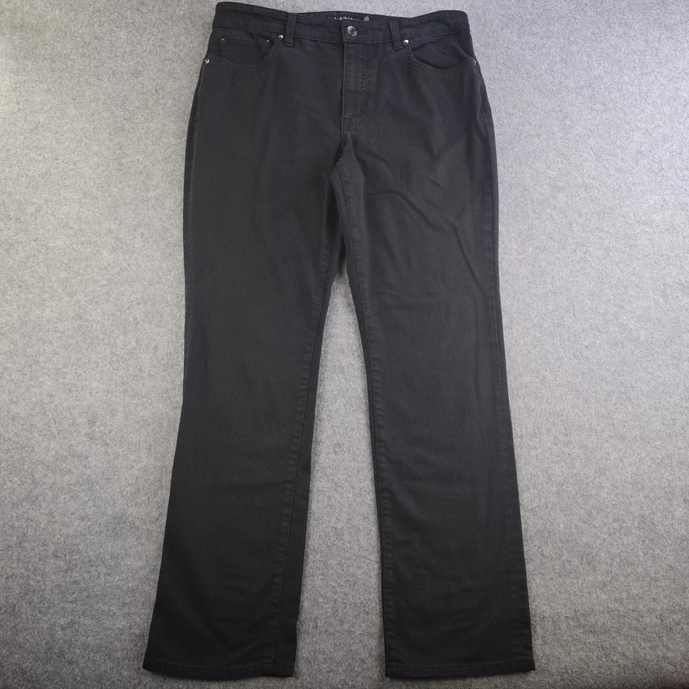 Lauren Ralph Lauren Jeans Women's 12 Black Solid High Rise Denim Stretch